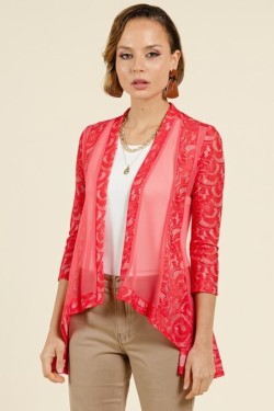 Gilet avec dentelle corail