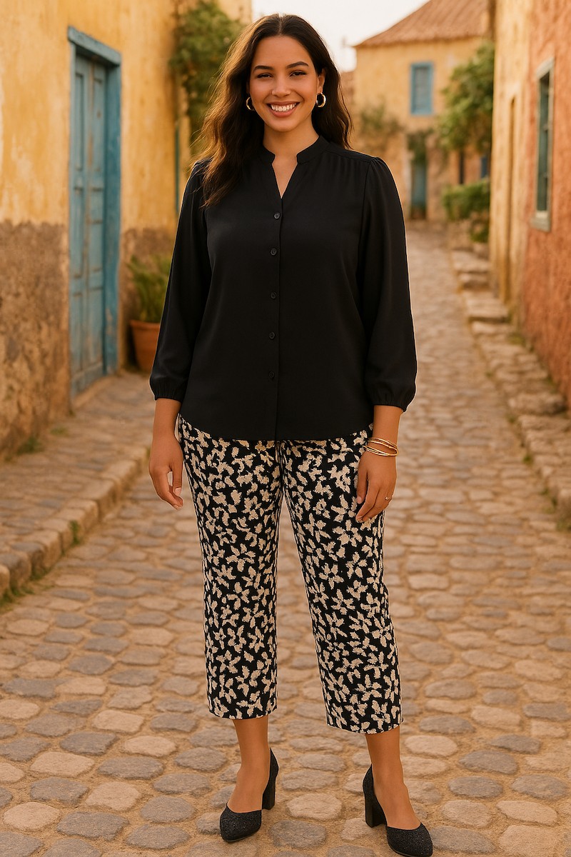 Chemise uni au tombé impeccable, ses manches longues légèrement froncées aux épaules, et son col fendu moderne.