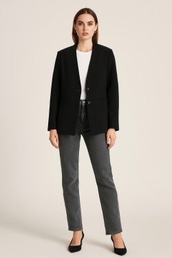 Veste noir ajustée stretch à deux boutons