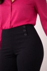 Pantalon femme noir coupe droite taille haute Multiples