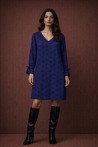 Robe bleu A-line fluide manches nouées