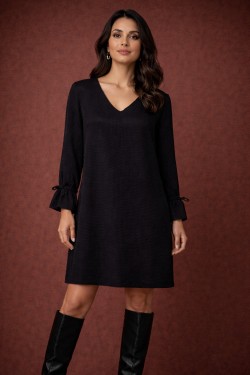 Robe noir A-line fluide manches nouées