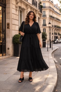 Robe longue fluide portefeuille