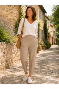 Pantalon technique Gerbeau homme taille élastiquée – Gris, écru, beige du 38 au 60. Marque Multiples