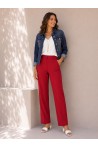 Pantalon 7/8 en coton rouge femme – Coupe droite élégante