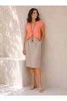 Multiples – Jupe droite beige femme effet lin, élégante et confortable