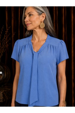 Chemise bleu col foulard