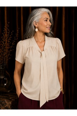 Chemise beige col foulard